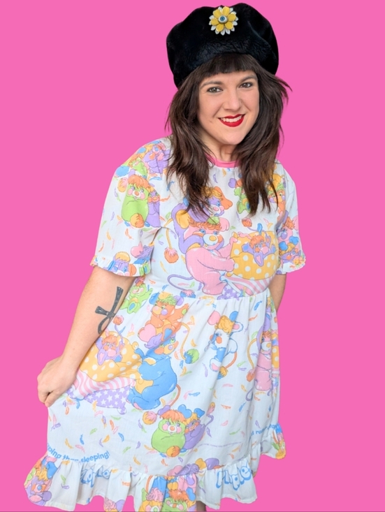 Dresses & Skirts - Handmade, Upcycled Vintage Popples Bed Sheet Dress Oversized S-M, Fitted L-XL
